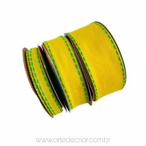 Fita jeans amarela c/ verde (peça com 5 metros)