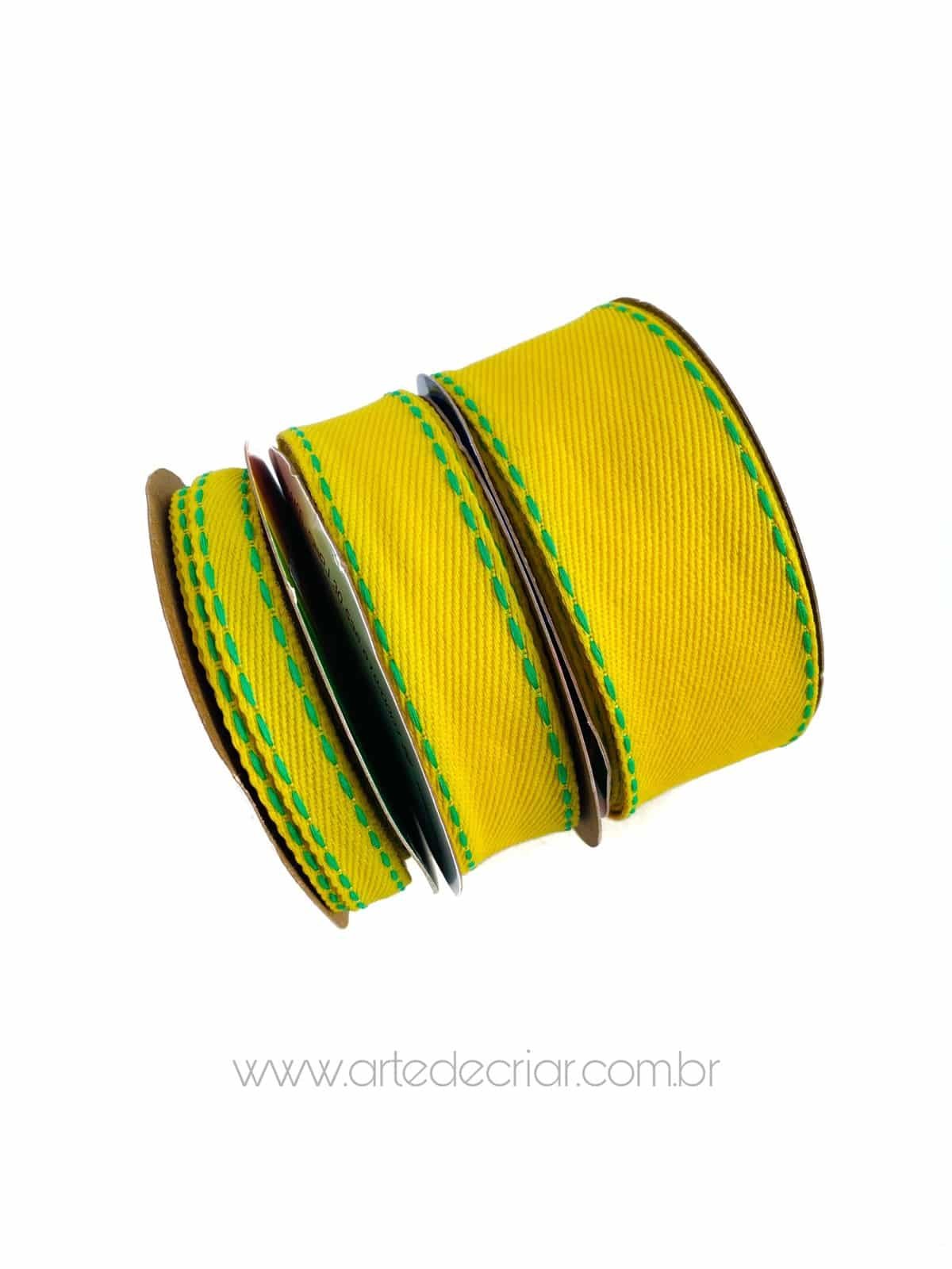 Fita jeans amarela c/ verde (peça com 5 metros)