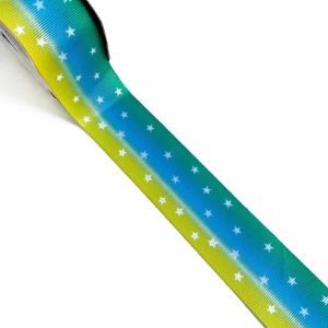 Fita de gorgurão cores Brasil c/ estrelas 38mm (peça c/ 2 metros)