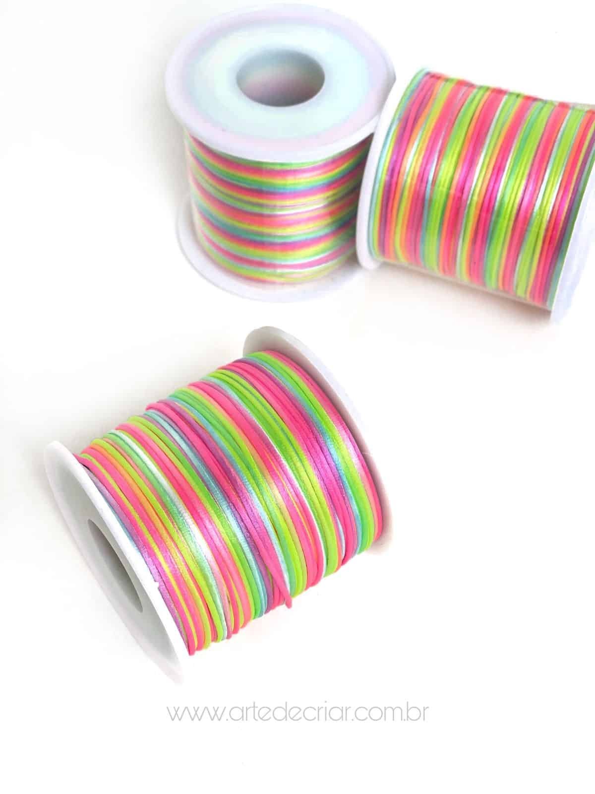 Fio de cetim multicolor 1mm (Peça c/ 5 metros)