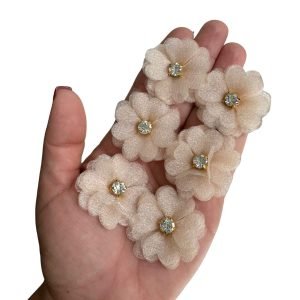 Flor de organza Pérola 3,5cm. - Imagem 1