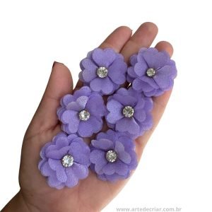 Flor de organza Lilás 3,5cm. - Imagem 1