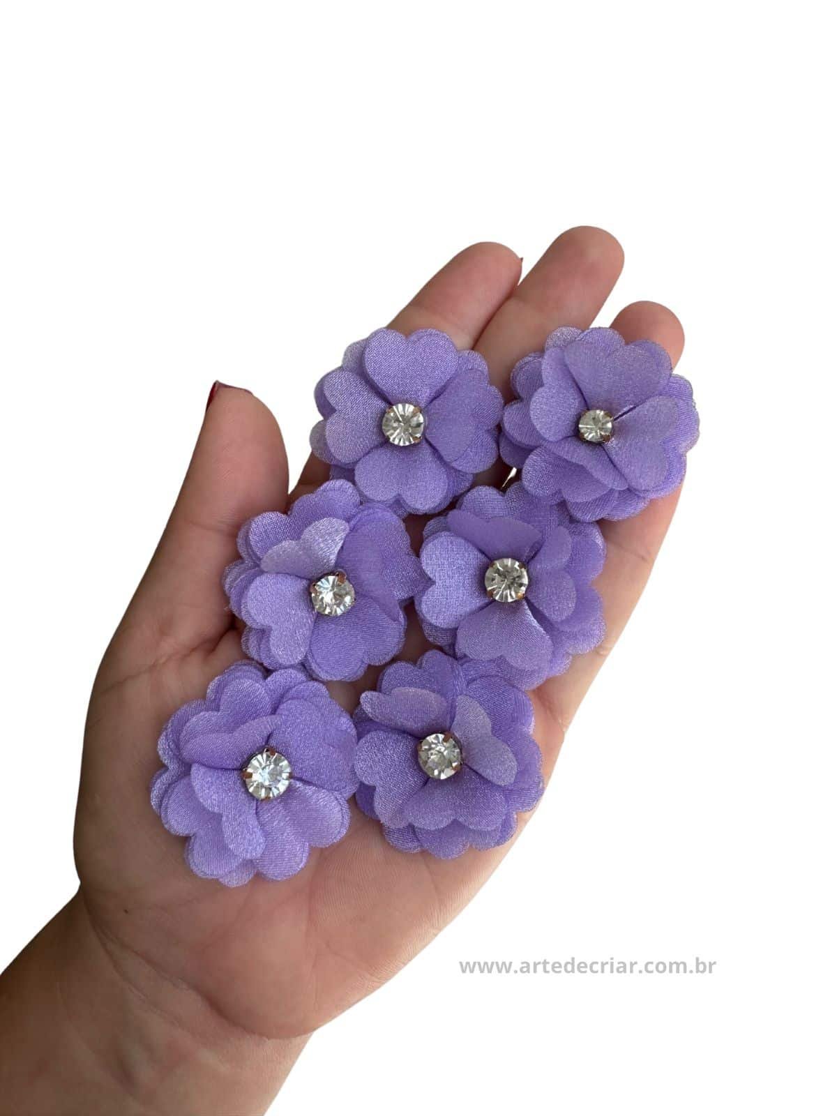 Flor de organza Lilás 3,5cm.