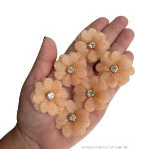 Flor de organza Salmão 3,5cm. - Imagem 1