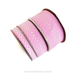 Fita espinha de peixe rosa chiclete (peça c/ 5 metros)