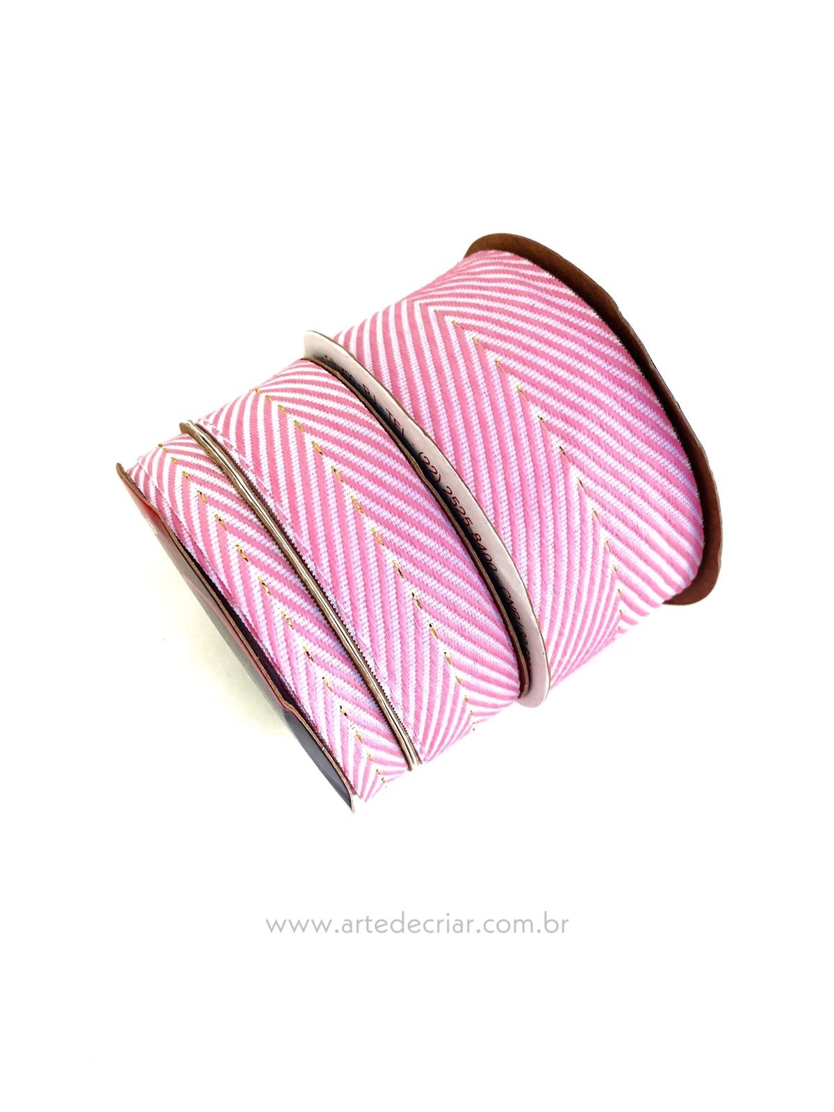 Fita espinha de peixe rosa chiclete (peça c/ 5 metros)