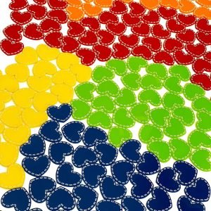 Aplique de acrílico coração pespontado