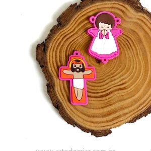 Aplique emborrachado terço rosa médio - Imagem 1