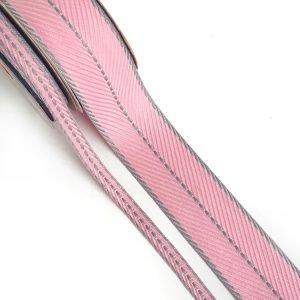 Fita c/ pesponto no meio rosa/cinza (peça com 5 metros)