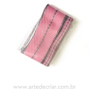 Kit fitas c/ pesponto no meio rosa c/ cinza - Imagem 1