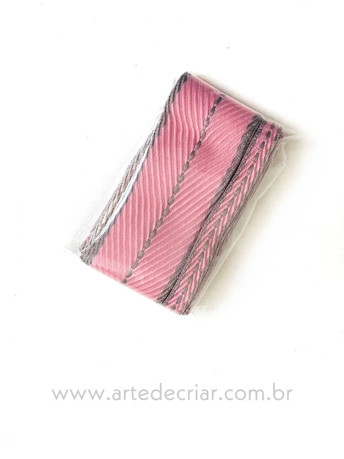 Kit fitas c/ pesponto no meio rosa c/ cinza