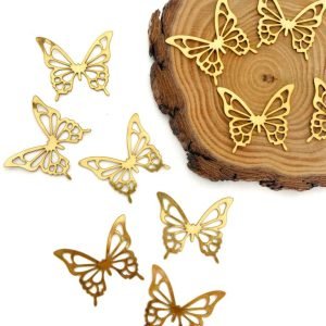 Aplique Borboleta de lonita dourada 4cm. (2 und)