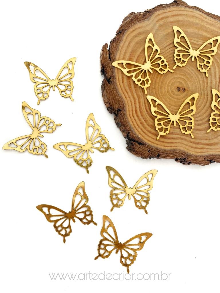 Aplique Borboleta de lonita dourada 4cm. (2 und)