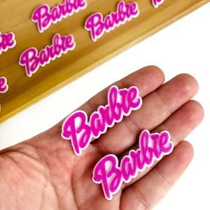 Aplique emborrachado nome Barbie pink c/ gliter - Imagem 2