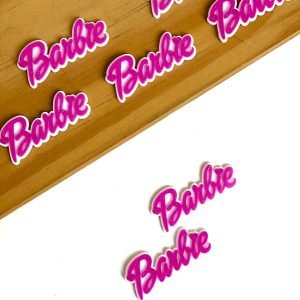 Aplique emborrachado nome Barbie pink c/ gliter - Imagem 1