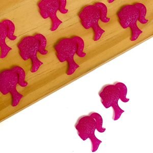 Aplique emborrachado Barbie perfil pink c/ gliter - Imagem 1