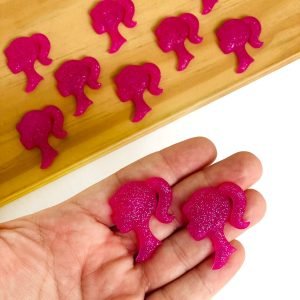 Aplique emborrachado Barbie perfil pink c/ gliter - Imagem 2