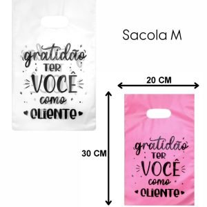 Sacola plástica c/ frase 20x30cm (Tam. M) (10 und.)