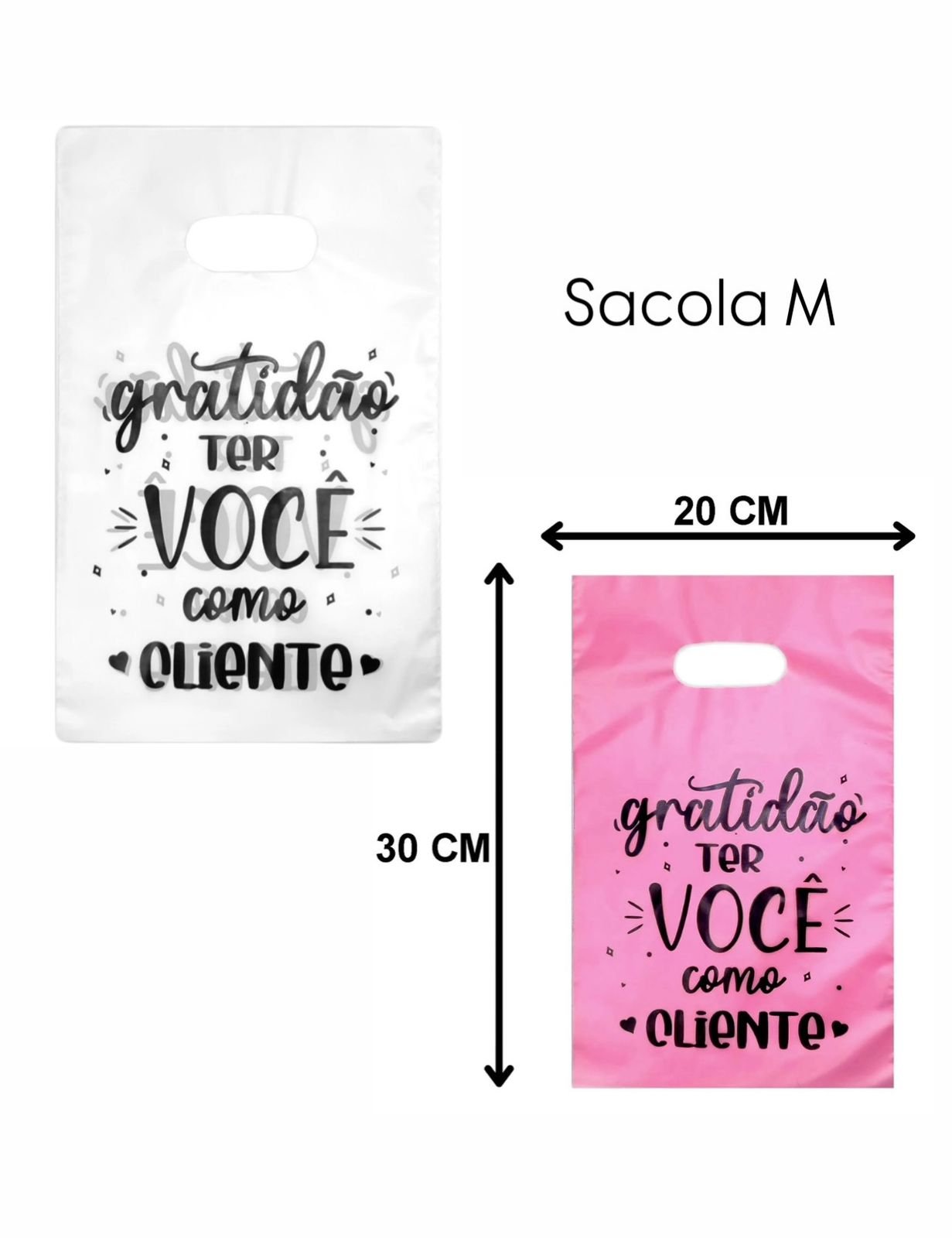 Sacola plástica c/ frase 20x30cm (Tam. M) (10 und.)