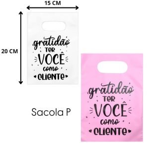 Sacola plástica c/ frase 15x20cm (Tam. P) (10 und.)