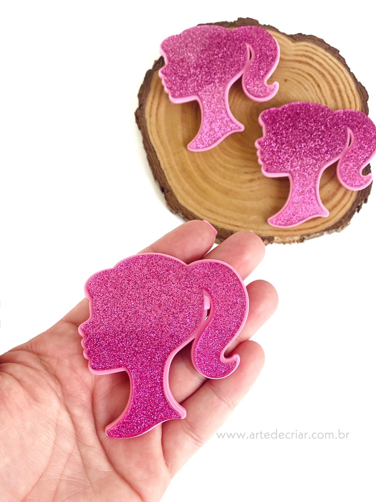 Aplique de acrilico Barbie perfil curvado para tiara
