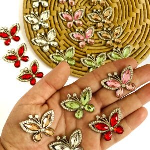 Borboleta de metal prata c/ strass - Imagem 2