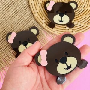 Aplique de acrílico curvado Urso marrom P/ tiara - Imagem 2