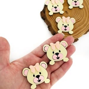 Aplique de acrílico p/ laço - urso com laço - Imagem 1