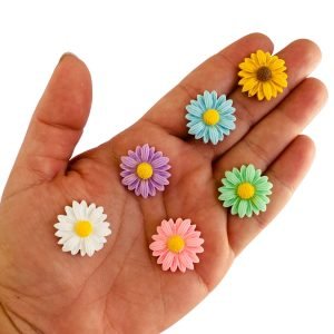 Aplique de resina girassol colorido candy (6 und.) - Imagem 1