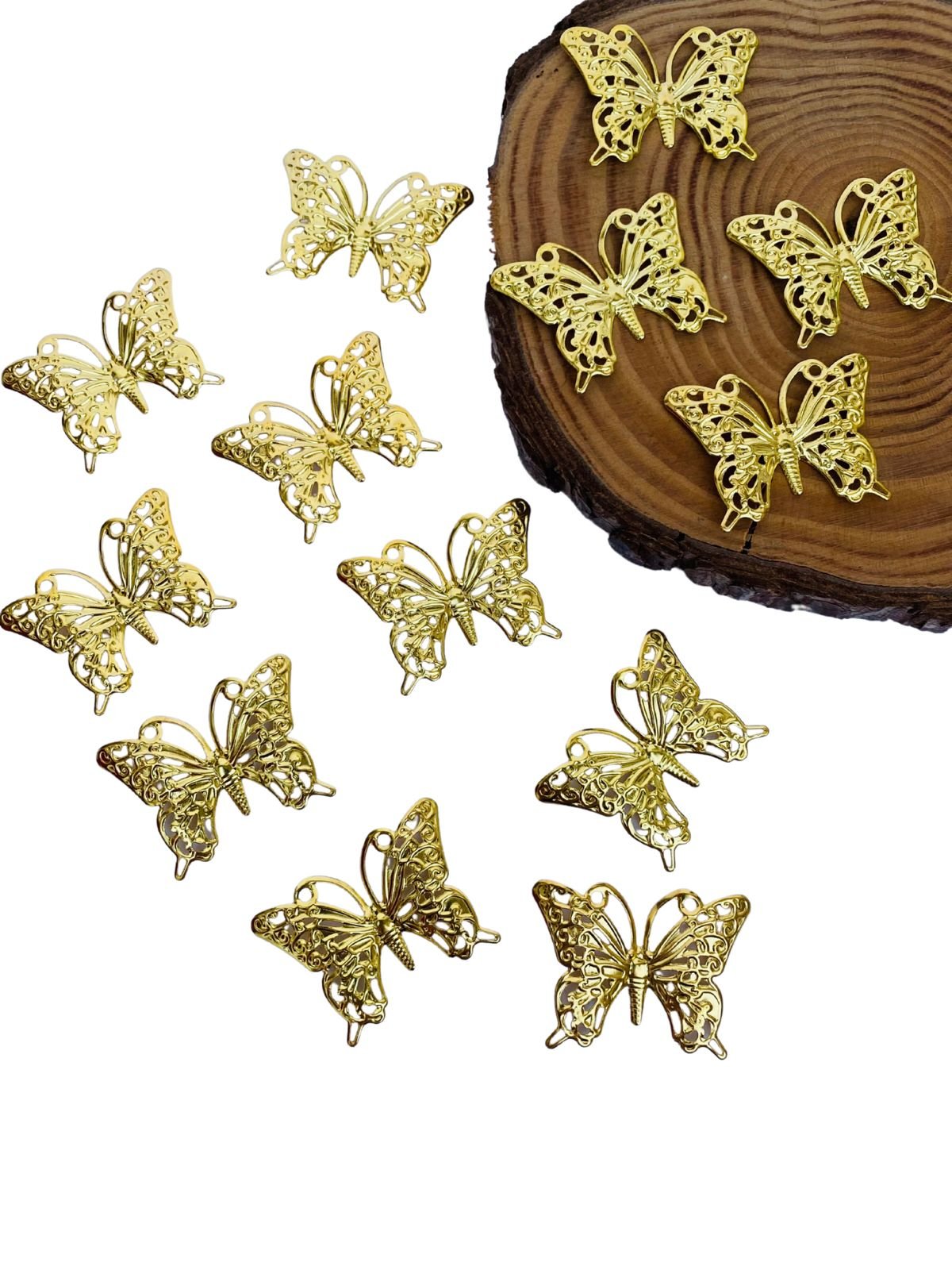 Borboleta de metal dourada  (2 und)