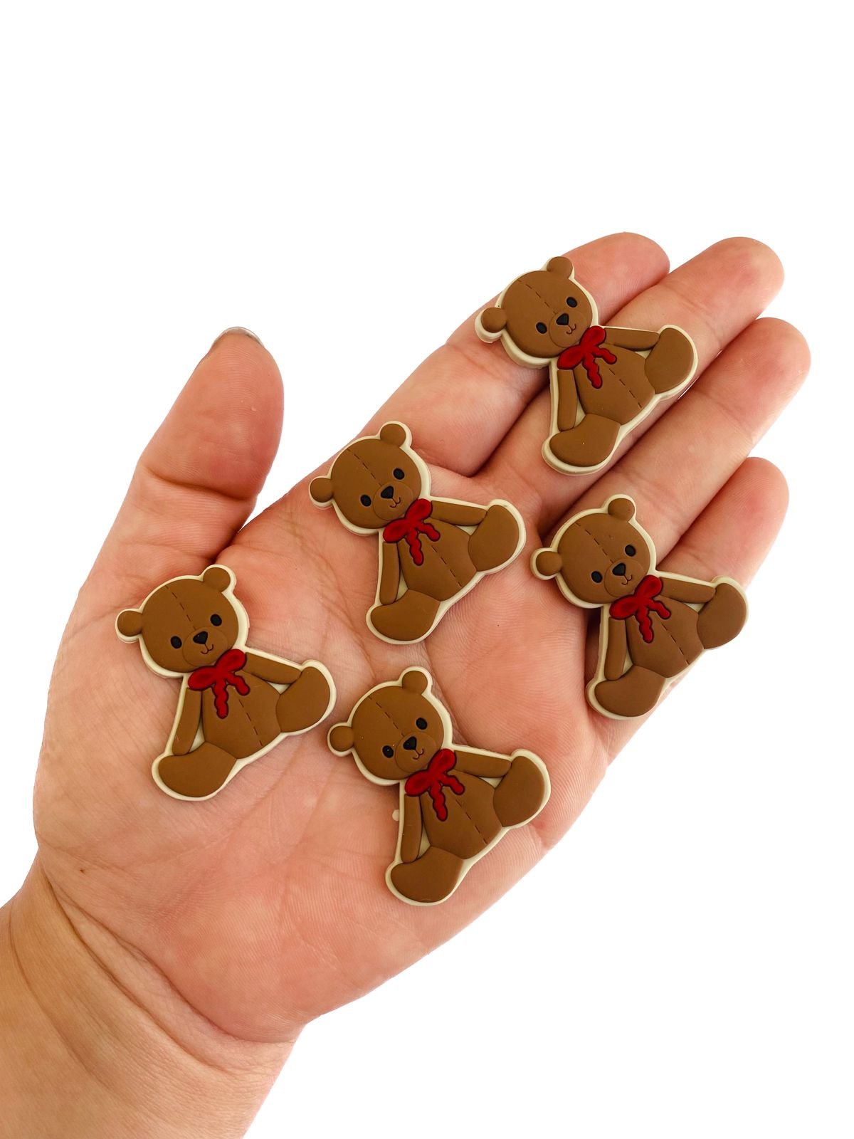 Aplique emborrachado urso marrom com gravata vermelha