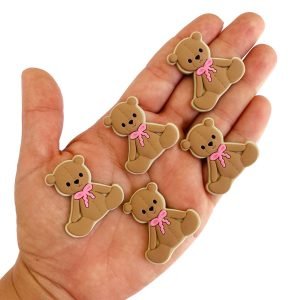 Aplique emborrachado urso bege com gravata rosa - Imagem 1