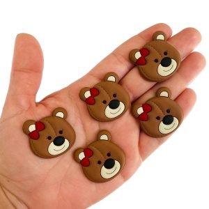 Aplique emborrachado urso com laço vermelho - Imagem 1