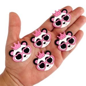 Aplique emborrachado panda com coroa e óculos - Imagem 1
