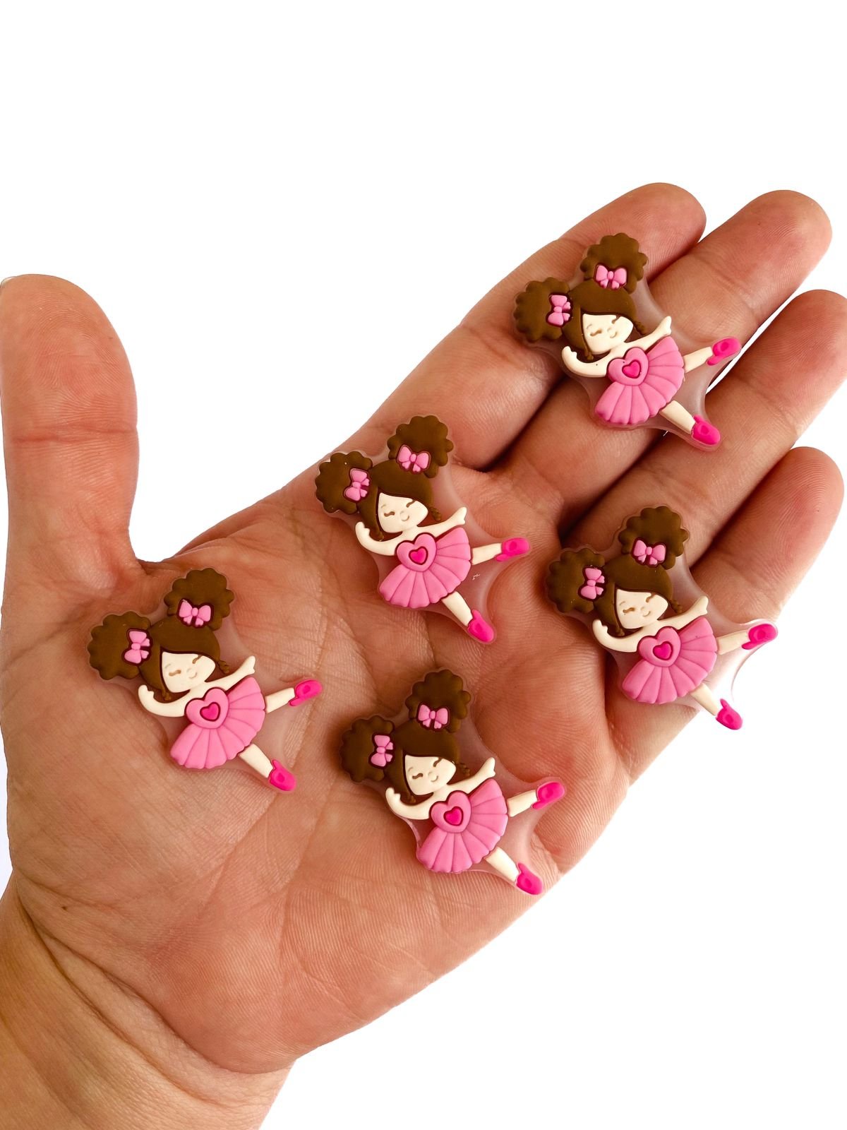 Aplique emborrachado bailarina cabelo castanho
