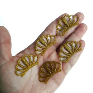 Aplique emborrachado coroa com gliter dourada - Imagem 1