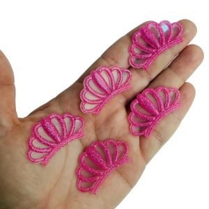 Aplique emborrachado coroa com gliter rosa - Imagem 1