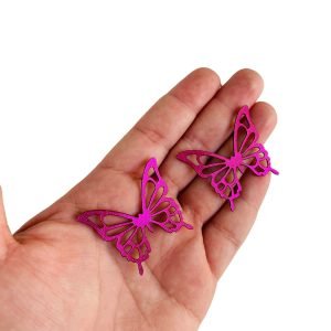 Aplique Borboleta de lonita rosa pink 4cm. (2 und) - Imagem 1