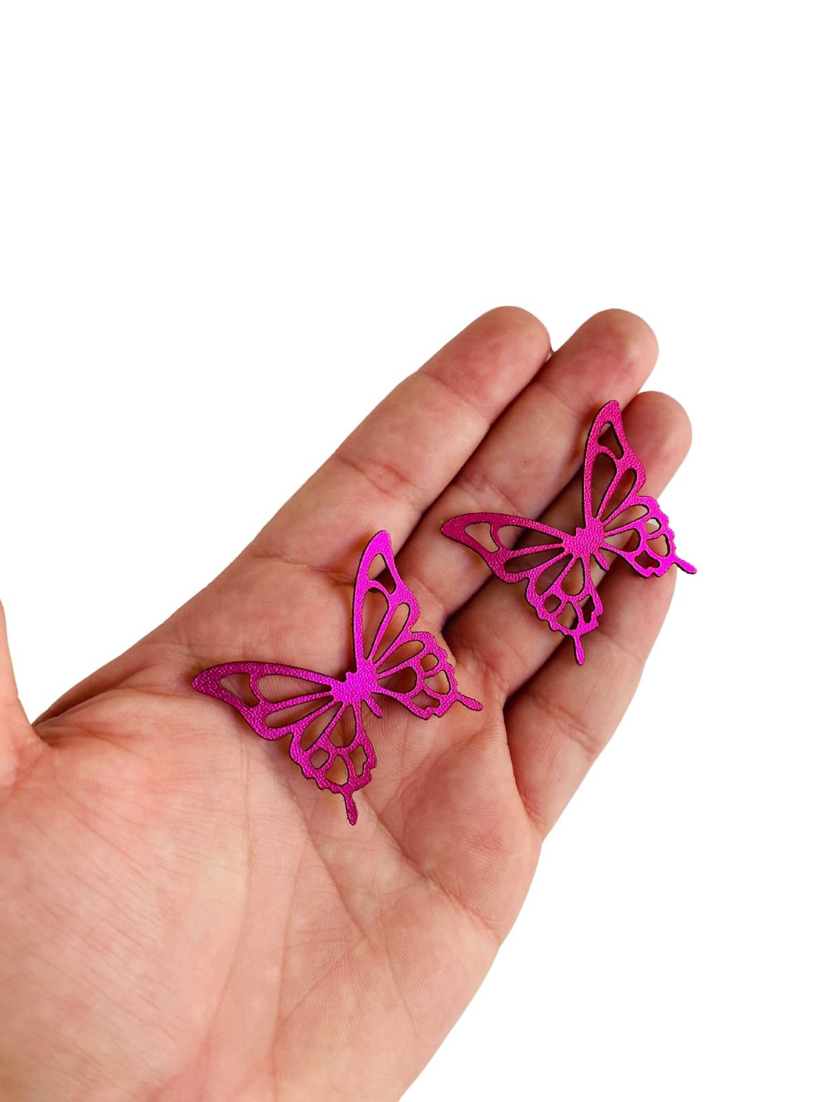 Aplique Borboleta de lonita rosa pink 4cm. (2 und)