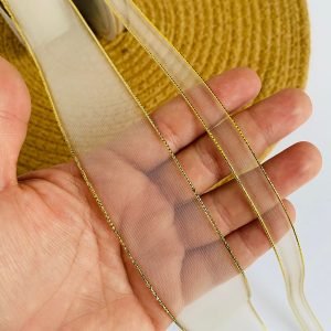 Fita Sinimbu organza marfim c/ borda dourada - Imagem 2