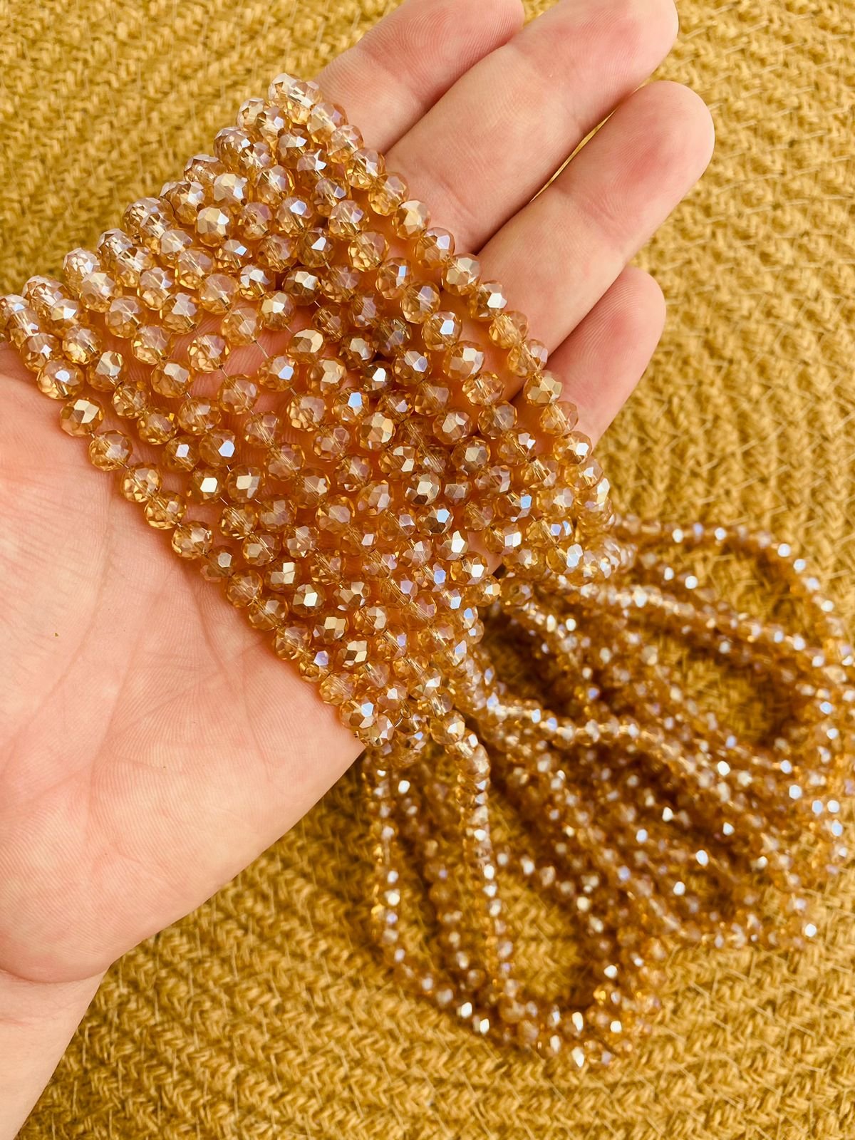 Fio de cristal dourado transparente 6mm
