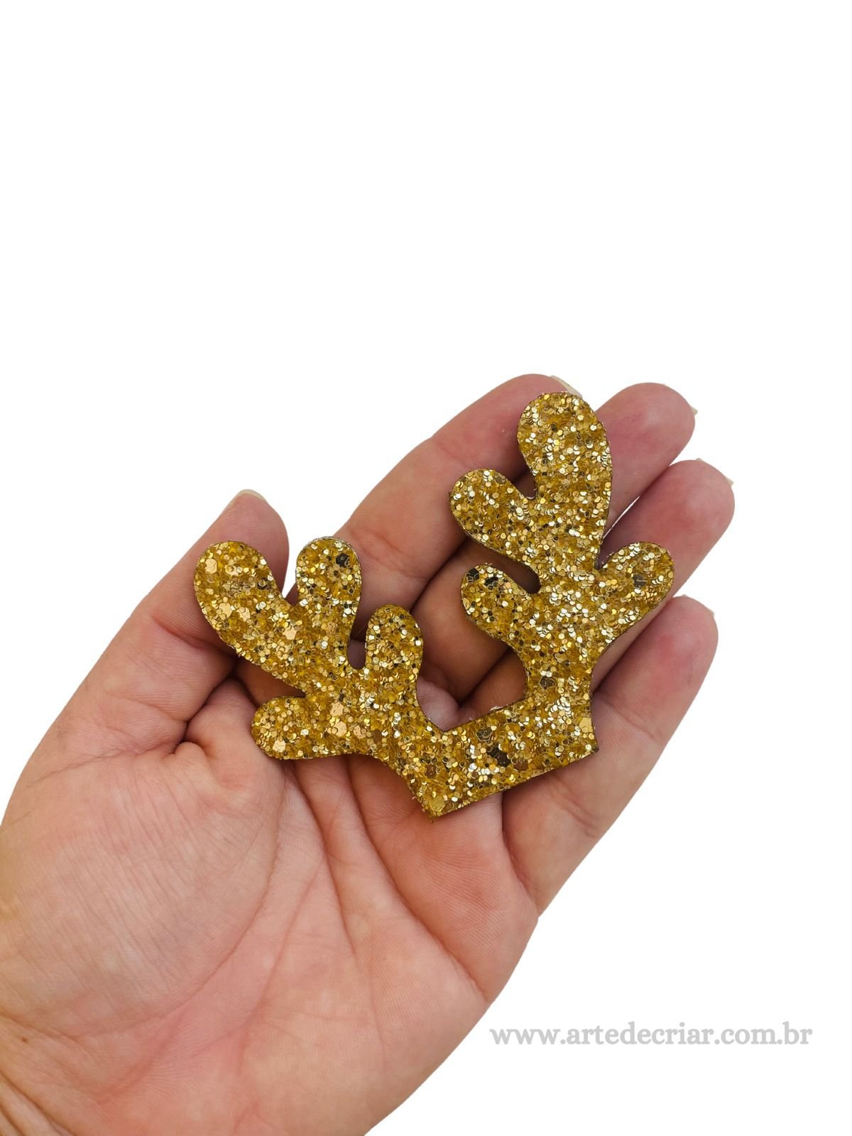 Chifre de rena flocado 8cm. (2 und)