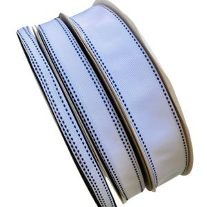 Fita Yama pespontada branco c/ pesponto azul - Imagem 1