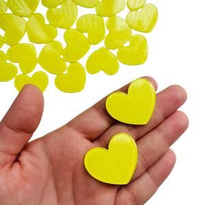 Aplique de resina Coração c/gliter amarelo 'G' - Imagem 1
