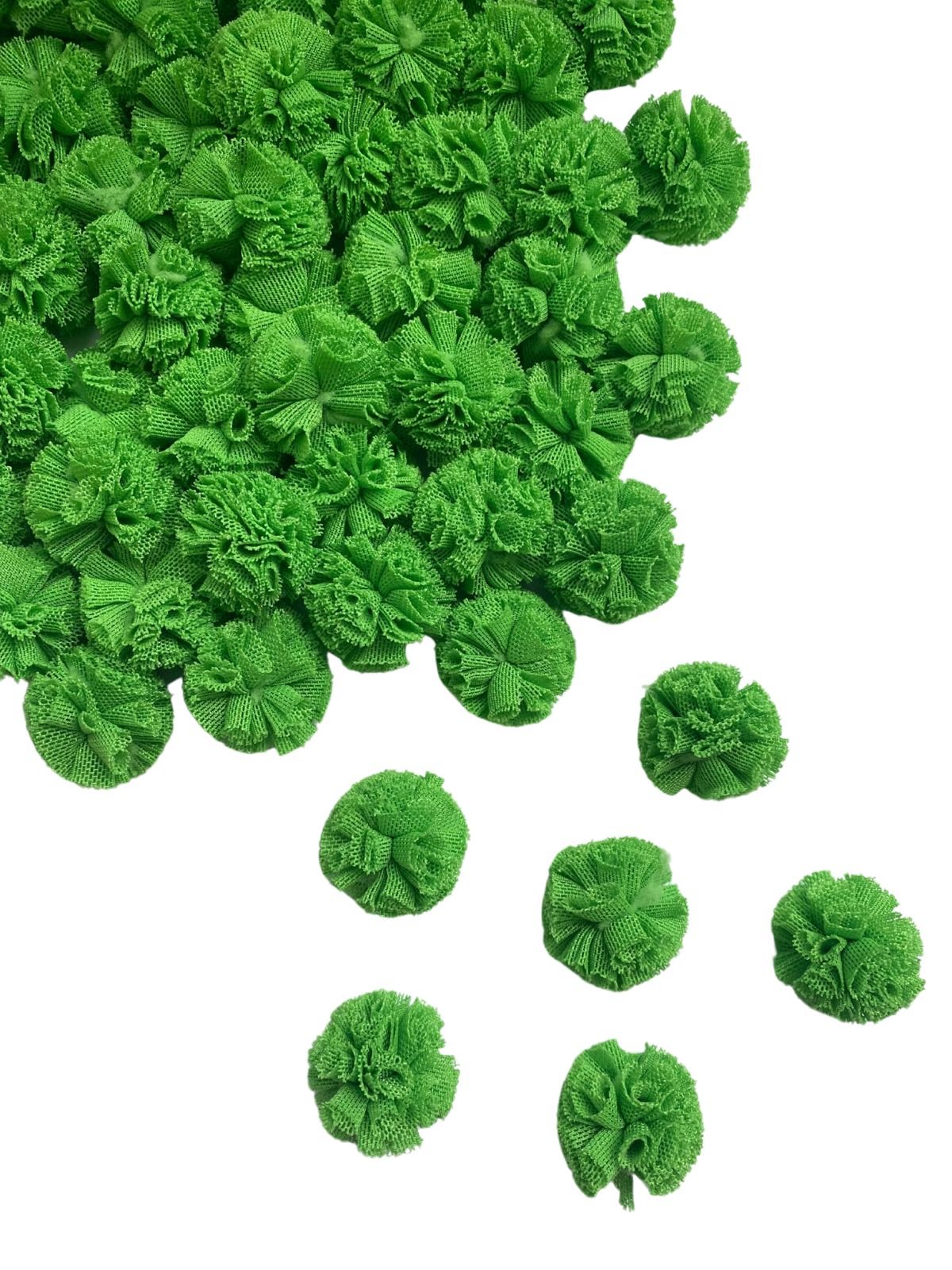 Pompom de tule verde 2,5cm (6 und)