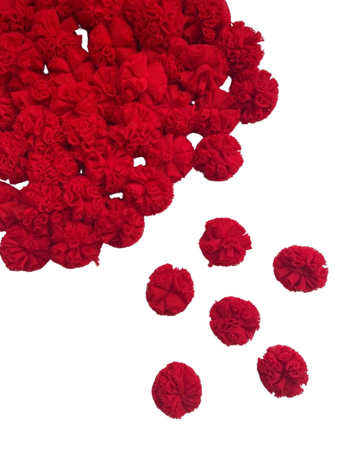 Pompom de tule vermelho 2,5cm (6 und)