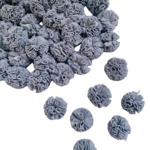 Pompom de tule cinza 2,5cm (6 und)