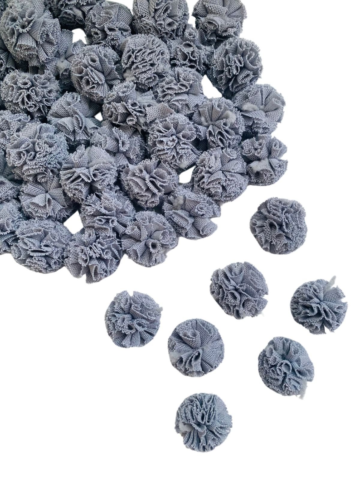 Pompom de tule cinza 2,5cm (6 und)