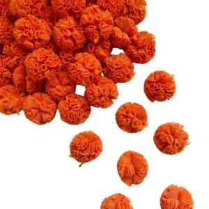 Pompom de tule laranja 2,5cm (6 und)