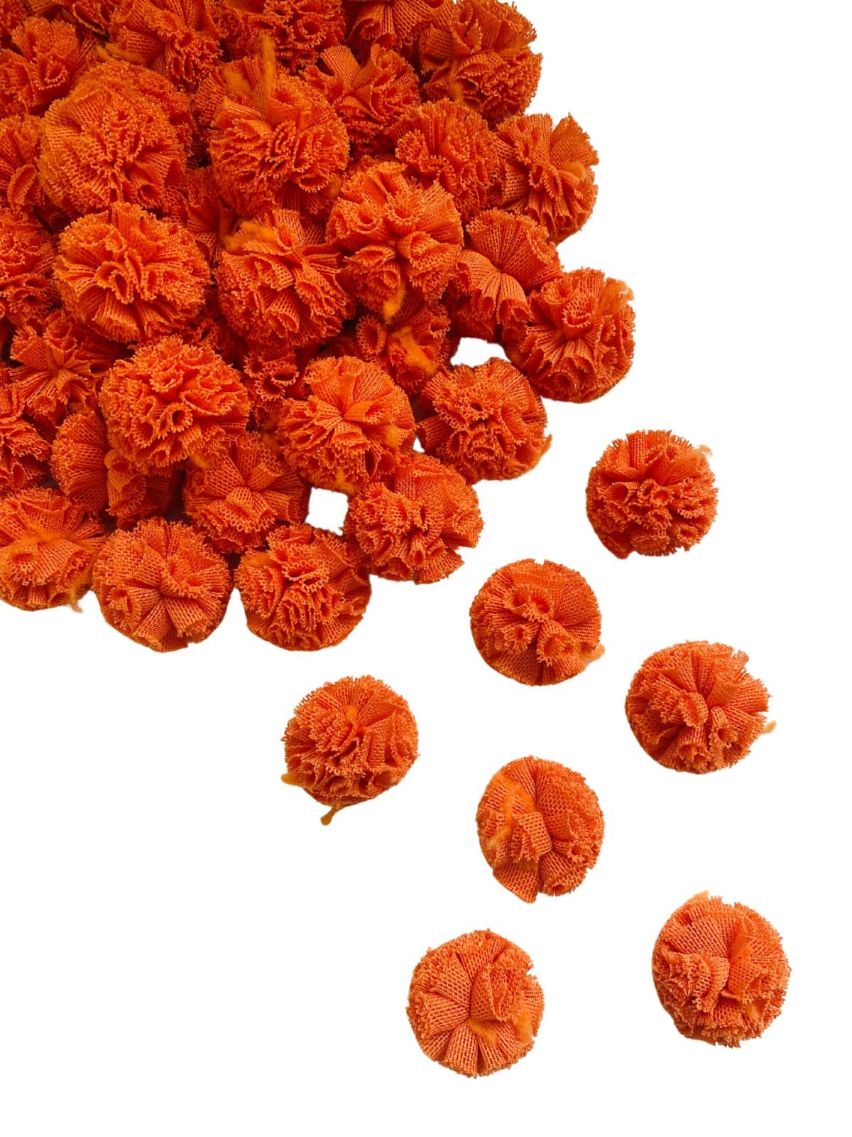 Pompom de tule laranja 2,5cm (6 und)
